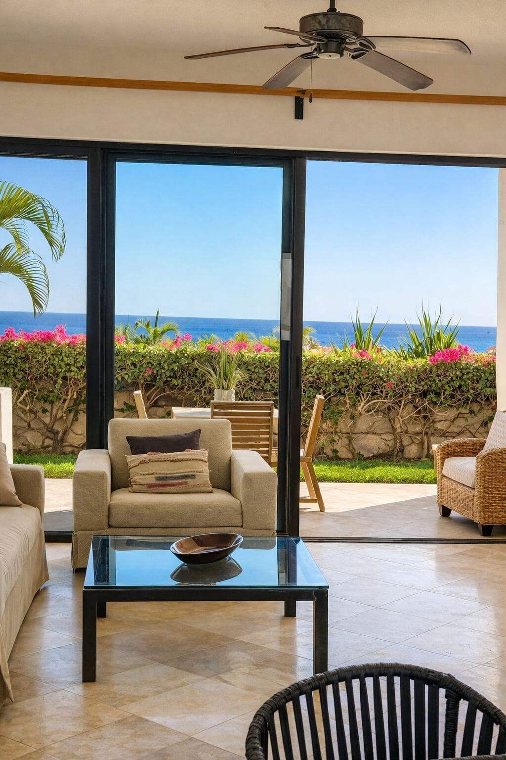 Fabulous opportunity for this 3-bedroom, 3 full-bath garden bungalow with stunning Sea of Cortez views, located in the award-winning Alegranza community. All three bedrooms are spacious, furnished with beds, and feature private terraces, ideal for enjoying ocean and garden views. The unit offers a private gated entrance with patio/garden, plus a private garden and terrace from the main living area. Beautiful southern exposure, steps from pools and gym. Features include 10-ft ceilings, a large open kitchen, elegant finishes, hurricane shutters, 24/7 gated security, concierge service, and rental program. Alegranza offers the best amenities in San José del Cabo, including spectacular gardens, 3 pools, gym, sauna, fire pit, tennis court, and mini golf.